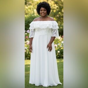 Off-White Plus Size Bridal Boutique Dress